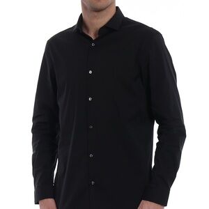 Michael Kors slim fit black button down shirt men’s size medium 15 1/2 34/35